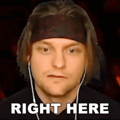 A Man Wearing Headphones And A Headband Says Right Here In White Letters GIF