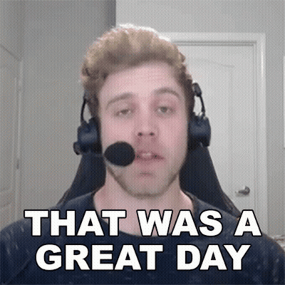 A Man Wearing Headphones And A Microphone Is Saying That Was A Great Day GIF
