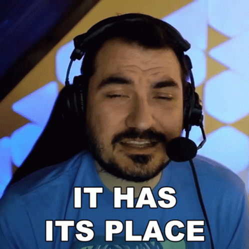 A Man Wearing Headphones And A Microphone Says " It Has Its Place " GIF