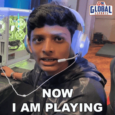 A Man Wearing Headphones And A Microphone Says Now I Am Playing GIF