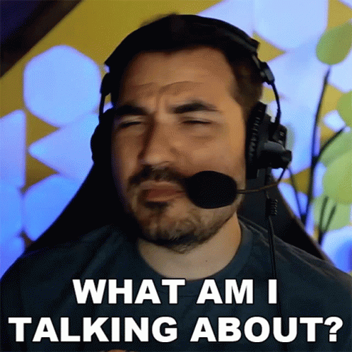 A Man Wearing Headphones And A Microphone Says " What Am I Talking About " GIF