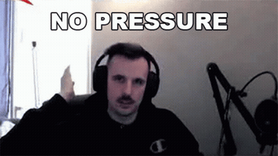 A Man Wearing Headphones And A Mustache Is Sitting In Front Of A Microphone And Says No Pressure . GIF