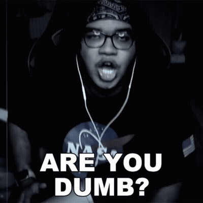 A Man Wearing Headphones And A Nasa Shirt Says " Are You Dumb " GIF