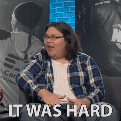 A Man Wearing Headphones And A Plaid Shirt Says " It Was Hard " GIF