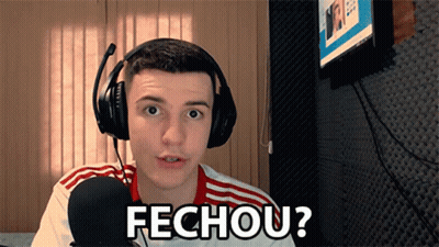 A Man Wearing Headphones And A Red And White Shirt Says Fechou GIF
