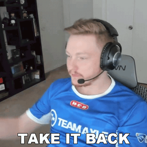 A Man Wearing Headphones And A Shirt That Says H-E-B On It GIF