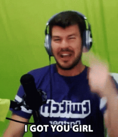 A Man Wearing Headphones And A Shirt That Says Twitch Says I Got You Girl GIF