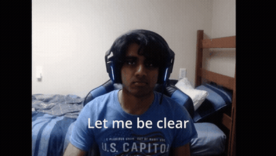 A Man Wearing Headphones And A U.s. Capitol Shirt Says Let Me Be Clear GIF