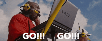 A Man Wearing Headphones And A Vaio Laptop Says Go !!! GIF