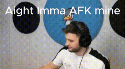 A Man Wearing Headphones And A White Shirt Is Sitting In Front Of A Wall With A Cartoon Duck On It . GIF