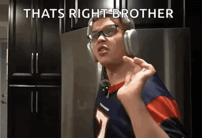 A Man Wearing Headphones And Glasses Is Making A Funny Face And Saying `` That 'S Right Brother '' . GIF