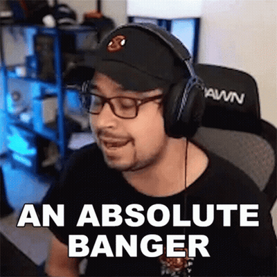 A Man Wearing Headphones And Glasses Says An Absolute Banger . GIF