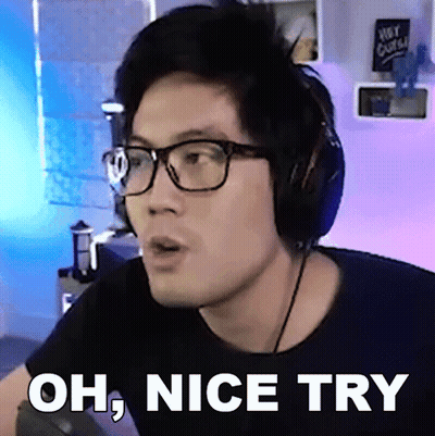 A Man Wearing Headphones And Glasses Says " Oh Nice Try " GIF