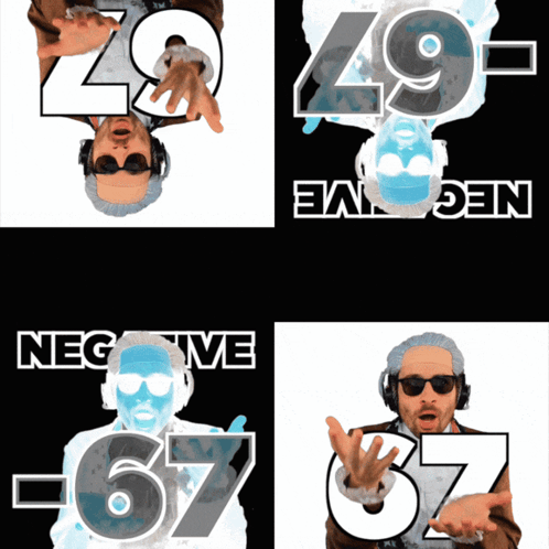 A Man Wearing Headphones And Sunglasses Has The Number 67 On His Shirt GIF