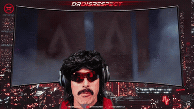 A Man Wearing Headphones And Sunglasses Is Standing In Front Of A Screen That Says Drdisrespect GIF