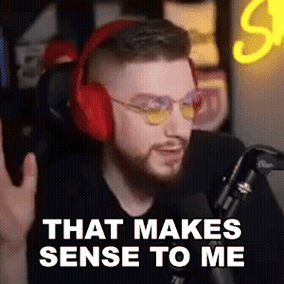 A Man Wearing Headphones And Sunglasses Is Talking Into A Microphone And Saying `` That Makes Sense To Me '' . GIF