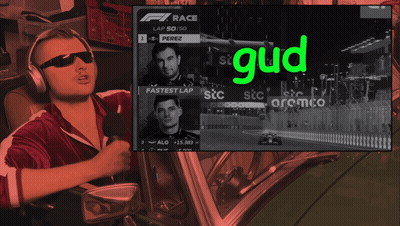 A Man Wearing Headphones And Sunglasses Talks Into A Microphone In Front Of A Screen That Says " Gud Save " GIF