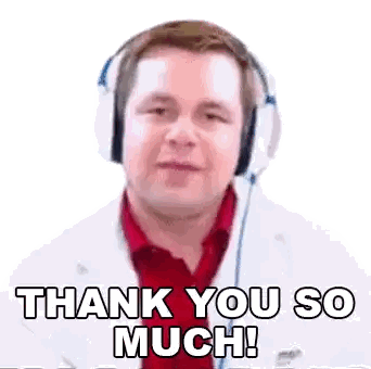 A Man Wearing Headphones Is Giving A Thank You So Much . Sticker
