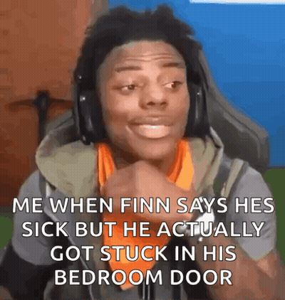 A Man Wearing Headphones Is Making A Funny Face When Finn Says He Is Sick GIF