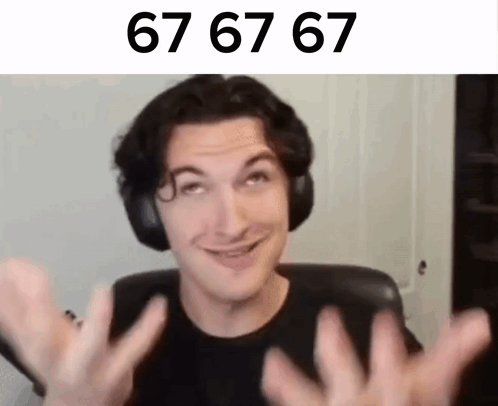 A Man Wearing Headphones Is Making A Funny Face While Sitting In A Chair With His Hands In The Air . GIF