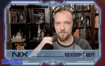 A Man Wearing Headphones Is Named Nix And Rockerboy Adept GIF