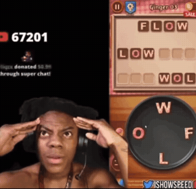 A Man Wearing Headphones Is Playing A Game With The Number 67201 GIF