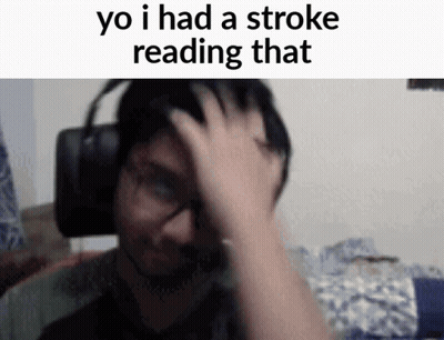 A Man Wearing Headphones Is Scratching His Head While A Meme Says Yo I Had A Stroke Reading That . GIF