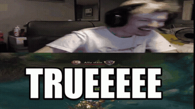 A Man Wearing Headphones Is Sitting In Front Of A Computer Screen That Says Trueeeee GIF
