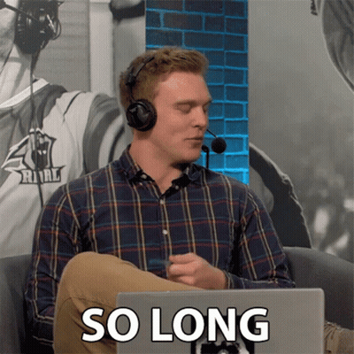A Man Wearing Headphones Is Sitting In Front Of A Laptop That Says So Long On It GIF