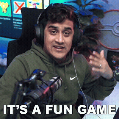 A Man Wearing Headphones Is Sitting In Front Of A Microphone With The Words It 'S A Fun Game Written Below Him GIF