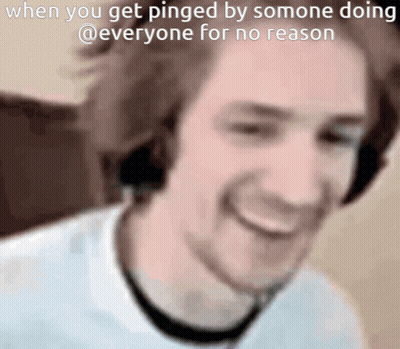 A Man Wearing Headphones Is Smiling And Says When You Get Pinged By Somone Doing GIF