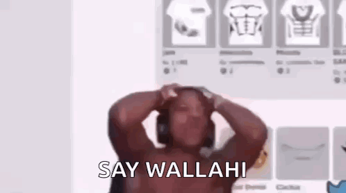 A Man Wearing Headphones Is Standing In Front Of A Wall With His Hands Behind His Head . GIF