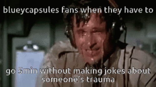 A Man Wearing Headphones Is Sweating And Crying . GIF