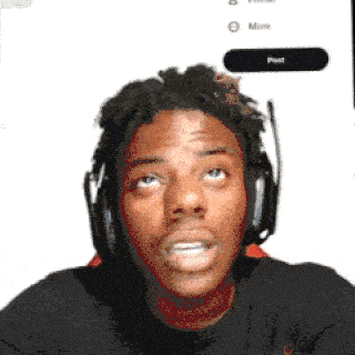 A Man Wearing Headphones Looks Up At A Screen That Says Post GIF