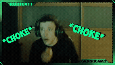 A Man Wearing Headphones Says Choke In Green GIF