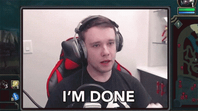 A Man Wearing Headphones Says " I 'M Done " In Front Of A Video Game Screen GIF