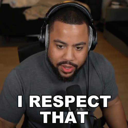 A Man Wearing Headphones Says I Respect That In Front Of A Microphone GIF