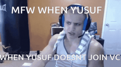 A Man Wearing Headphones Says Mfw When Yusuf When Yusuf Doesn T Join Vc GIF