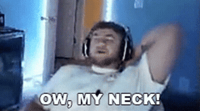 A Man Wearing Headphones Says Ow , My Neck GIF