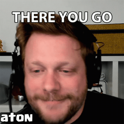 A Man Wearing Headphones Says " There You Go " GIF