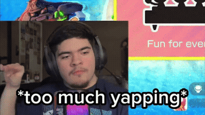 A Man Wearing Headphones Says " Too Much Yapping " In A Video GIF