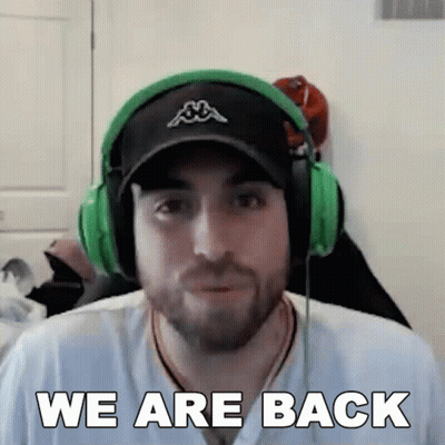 A Man Wearing Headphones Says We Are Back GIF