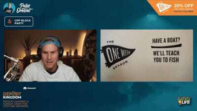 A Man Wearing Headphones Sits In Front Of A Screen That Says " The One Week Season " GIF