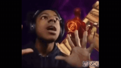 A Man Wearing Headphones With A Flash On His Back Behind Him And The Words Ohio Sorry GIF