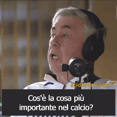 A Man Wearing Headphones With The Words Cos 'E La Cosa Più Importante Nel Calcio GIF