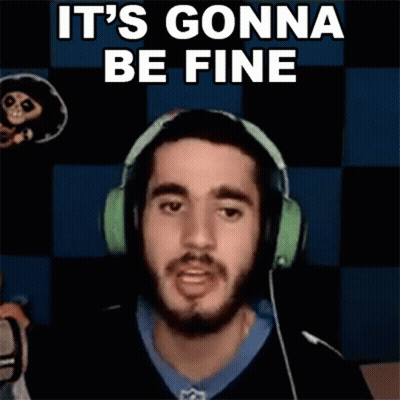 A Man Wearing Headphones With The Words " It 'S Gonna Be Fine " Above Him GIF