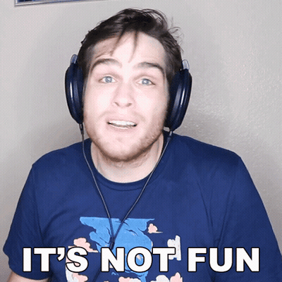 A Man Wearing Headphones With The Words It 'S Not Fun On His Shirt GIF