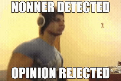 A Man Wearing Headphones With The Words Nonner Detected Opinion Rejected GIF
