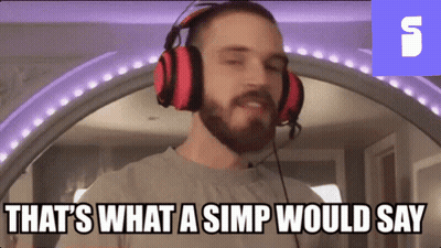 A Man Wearing Headphones With The Words That 'S What A Simp Would Say GIF