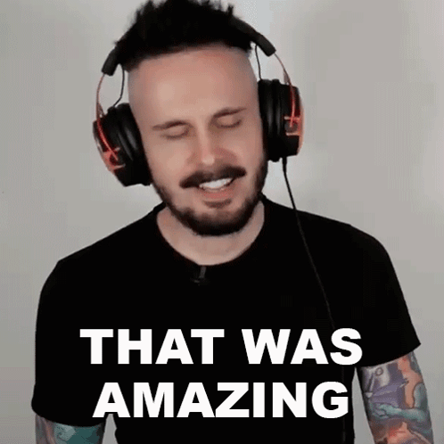 A Man Wearing Headphones With The Words That Was Amazing Behind Him GIF